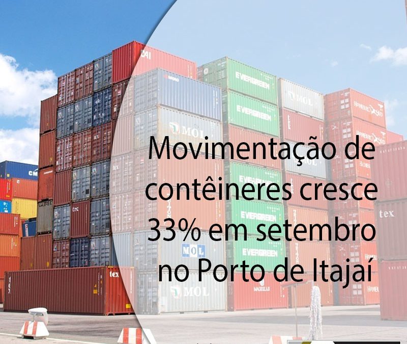 Movimentação de contêineres cresce 33% em setembro no Porto de Itajaí.