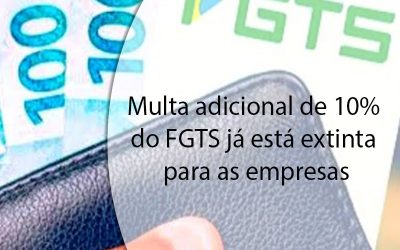 Multa adicional de 10% do FGTS já está extinta para as empresas.